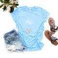 Light blue graphic t-shirt featuring cute elephant dandelion print for women casual daily wear - Light Blue