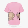 Funny cartoon hands grabbing belly print pink t-shirt for men and women casual short sleeve top - S / Tops / Pink