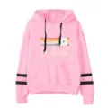 Sweat à capuche rose avec bandes doubles sur les manches et imprimé marguerite inspirant. - S / Hauts / Gris