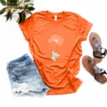 Cute elephant dandelion print orange short sleeve t-shirt casual summer women top apparel - Orange