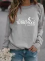 Γκρι casual φούτερ μακρυμάνικο με ρομαντική στάμπα γραμμάτων για καθημερινή χρήση. - Γκρι