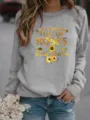 Casual grijze dames crewneck sweatshirt met inspirerende bloemrijke zonnebloem grafische print. - S / Tops / Grijs