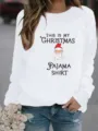 Kerstman print ronde hals lange mouwen sweatshirt voor dames casual witte trui top - S / Tops / Wit