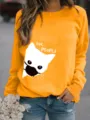 Felpa girocollo gialla da donna con stampa grafica di gatto carino e testo di citazione divertente. - Taglia S / Top / Giallo