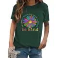 Women short sleeve t-shirt featuring colorful daisy graphic and inspirational quote. - S / Tops / Dark Green