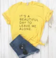 T-shirt jaune a manches courtes avec imprime de lettres droles pour femmes au quotidien. - S / Hauts / Jaune