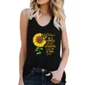 Women Summer Black Tank Top Sunflower Graphic Casual Sleeveless Vest Loose Fit Top - S / Tops / Black