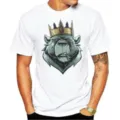 Men's casual white short sleeve t-shirt featuring a cool crowned bear graphic detail. - S / Top-Punk Bear Head (2)