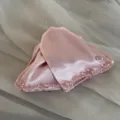 Pink satin triangle hair claw clip featuring delicate bead fringe for women daily wear. - Pink
