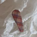 Pinza de pelo de tela a cuadros retro pasador geométrico elegante accesorio de cabello - Teardrop / Cuadros Rosa Albaricoque