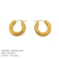 Stainless steel 14K gold plated twisted hoop earrings 23x23mm elegant women jewelry - TE19112 / Gold