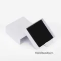 White jewelry gift box with black velvet insert 9x9x3cm drawer style luxury packaging box. - 9x9x3cm / White