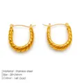 Chunky stainless steel twisted hoop earrings with 14k gold plated fashion design - TE19135 / Gold