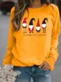Casual long sleeve sweatshirt featuring cute gnome graphic print for autumn and winter wear. - S / Tops / Yellow