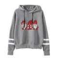 Sweat-shirt à capuche de noel gnome gris pull a manches rayées decontracté top - S / Hauts / Gris