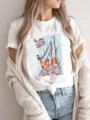 Casual women's white short sleeve t-shirt with Christmas graphic print and motivational quote. - S / Tops / White (Harry Potter Quote Print)