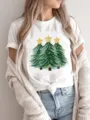 Christmas tree graphic t-shirt for women casual short sleeve holiday top white tee - S / Top (FYA31094)
