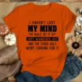Orange Funny Letter Print Short Sleeve T-Shirt Casual Women Cotton Top Variant Style - S / Tops / Orange With Black Print