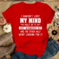 Women red graphic short sleeve t-shirt with funny letter print casual summer top tee - S / Tops / Red With White Print