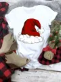 Christmas Santa hat print white short sleeve t-shirt, casual holiday graphic tee apparel. - S / Santa Hat Print Top (QLO31130) / White