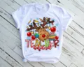 Christmas teacher graphic white short sleeve t-shirt casual top for educators apparel. - 3XL / Top - Teacher Theme Print - QH8139