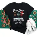 Christmas Wine Graphic Short Sleeve T-Shirt Festive Dear Santa Casual Holiday Tee Top for Women - S / Tops / Christmas Wine Fun Style (Bt9858-hs)