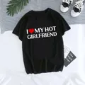 Camiseta negra casual de manga corta con estampado de letras románticas para hombres y mujeres. - S / Tops / Estilo Negro (40116)