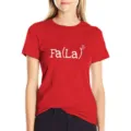 Red short sleeve t-shirt with funny Christmas math pattern for women casual daily wear. - S / Tops / Red