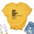 Yellow short sleeve graphic t-shirt with feminist slogan print for women casual wear - Yellow
