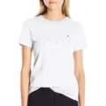 Camiseta blanca de manga corta para mujer con estampado gráfico navideño de verano - Blanco