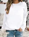 Casual effen sweatshirt met lange mouwen en ronde hals voor dames, ideaal voor de herfst en winter. - S / Tops / Wit