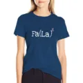 Camiseta azul de manga corta casual para mujer con divertido estampado navideño matemático. - Azul marino