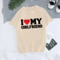 Camiseta casual de manga corta beige con bonito estampado de letras top de verano - S / Tops / Estilo Negro (40126)