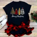Christmas graphic short sleeve T-shirt for men and women, festive holiday casual top. - S / Tops / Black