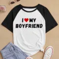 Camiseta informal de manga corta raglán con estampado de letras, parte superior cómoda diaria - S / Tops / Negro y Blanco (40124)