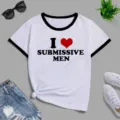 Camiseta blanca informal con cuello en contraste y divertido estampado de letras para mujer. - S / Tops / Blanco (22220)