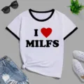 Camiseta blanca ringer de manga corta con ribete negro y divertido estampado de slogan. - S / Top (40121) / Blanco