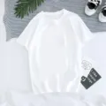Camiseta blanca de manga corta para hombres y mujeres, parte superior básica cuello redondo - S / Tops / Blanco (kong)