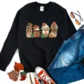 Christmas gingerbread man graphic black long sleeve sweatshirt with cozy winter holiday print apparel - S / Tops / Black