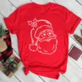 Red Christmas Santa Claus Print Short Sleeve T-Shirt for Men and Women Casual Top - S / Tops / Red (bt9017)