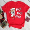 Red Christmas Santa Claus Graphic Short Sleeve T-Shirt Festive Holiday Top Apparel - S / Tops / Red (bt9019)