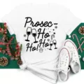 Christmas short sleeve white t-shirt with festive funny quote graphic print for women. - S / Tops / White (bt9030)
