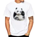 Men casual white short sleeve t-shirt featuring cute giant panda graphic print daily wear top. - S / Tops / Giant Panda P1 (White)