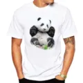 Men's casual white short sleeve t-shirt featuring a cute baby panda graphic print on the front. - S / Tops / Giant Panda P2 (White)