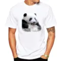 Men's white short sleeve t-shirt featuring a cute giant panda realistic photo print casual top - S / Tops / Giant Panda P4 (White)