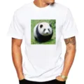 Men's White T-Shirt Casual Short Sleeve Round Neck Cute Giant Panda Print Graphic Tee - S / Tops / Giant Panda P15 (White)