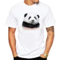 Men white short sleeve t-shirt with cute panda graphic print casual summer top outfit sku - S / Tops / Giant Panda P17 (White)