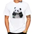 Men's casual short sleeve t-shirt featuring a cute giant panda print, comfortable fit for daily wear. - S / Tops / Giant Panda P6 (White)