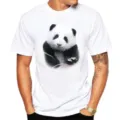 Men's casual white short sleeve t-shirt featuring a cute realistic giant panda print. - S / Tops / Giant Panda P7 (White)