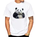 Men's white short sleeve t-shirt featuring a cute panda eating bamboo graphic print. - S / Tops / Giant Panda P10 (White)